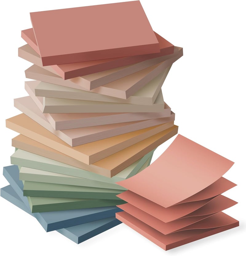 Kozerite (16 Pack) Pop Up Sticky Notes 3x3 in Accordion Stickies Super Sticking Power Memo Pads Vintage Colors - Image 1